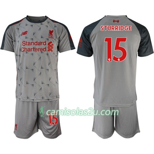 Camisolas de Futebol Liverpool Sturridge 15 Criança Equipamento 3ª 2018/19 Manga Curta Camisolas de Futebol Liverpool Sturridge 15 Criança Equipamento 3ª 2018/19 Manga Curta
